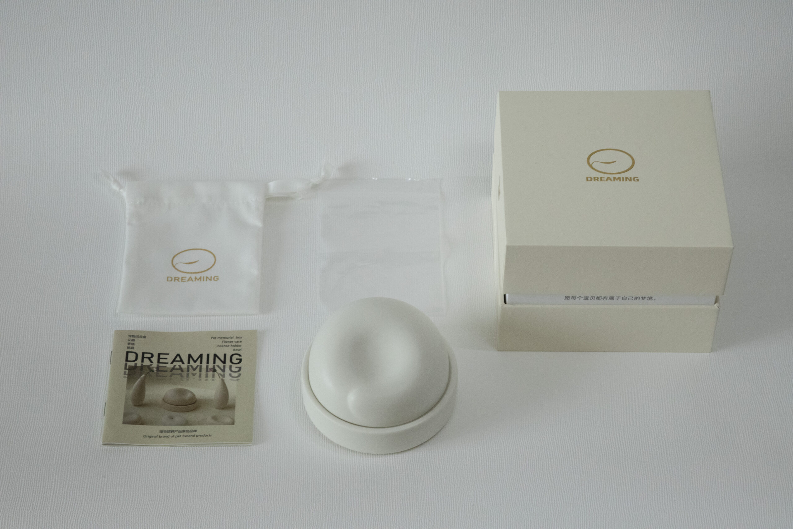 “DREAMING” –(Wiedergeburt) – Mini-Erinnerungsgefäß für Haustiere in Warmweiß - 图片 3